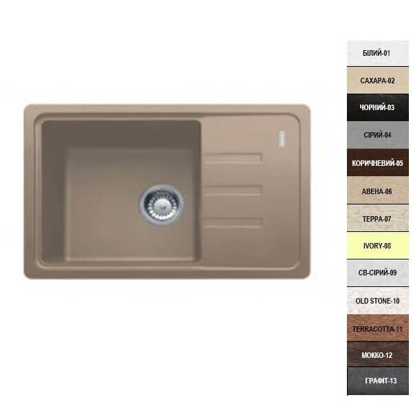 

ARGO Carina 620х435х200 графит, с отверстием для смесителя и переливом