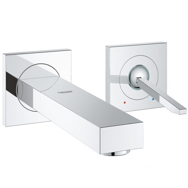 

Смеситель для раковины однорычажный настенный Grohe на два отверстия EUROCUBE JOY 19997000 (25505)