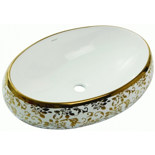 

Керамическая раковина чаша 60 Newarc Countertop бело-золотая 5015G-W (26796)