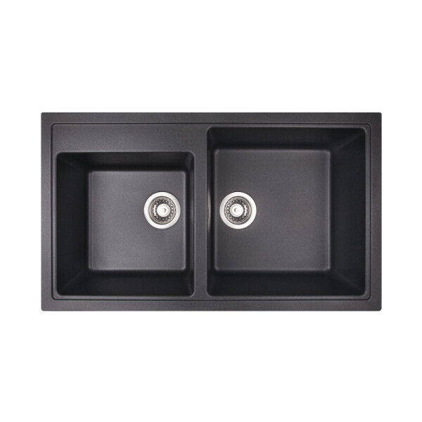 

Гранитная мойка, двойная, прямоугольная Apell Pietra Plus PTPL862GB 860х500 в комплекте сифон, черная (35731)