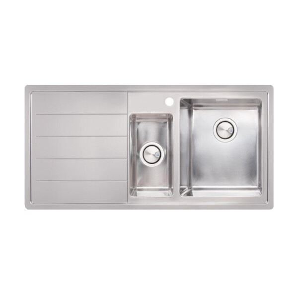 

Стальная мойка, двойная, прямоугольная Apell Linear Plus LNP1002FLBC 1000х500 LEFT в комплекте с донным клапаном (35688)