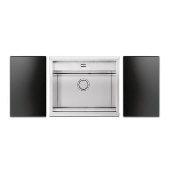 

Стальная мойка, прямоугольная Apell Regola RE601IKITB 600х510 две стеклянные поверхности BLACK, с смесителем телескопическим (35668)