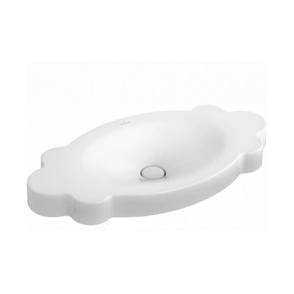 

Керамическая раковина для тумбы VILLEROY & BOCH LA BELLE 85х44см без отверстий, без перелива 613785R1 белая (52144)