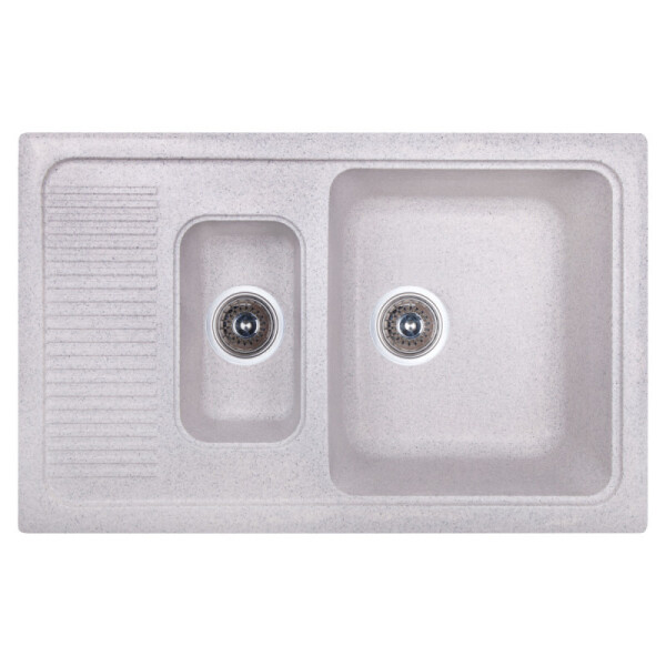 

Кухонная мойка гранитная двойная Fosto 7749 kolor 210 FOS7749SGA210 серый (олово) (54579)