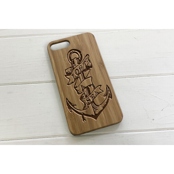 

Деревянный чехол SkinWood Сандал для iPhone 7 Plus с дизайнерской гравировкой Якорь