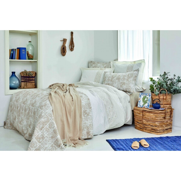

с покрывалом + пике Karaca Home - Positano bej 2020-2 бежевый евро (svt-2000022246040)