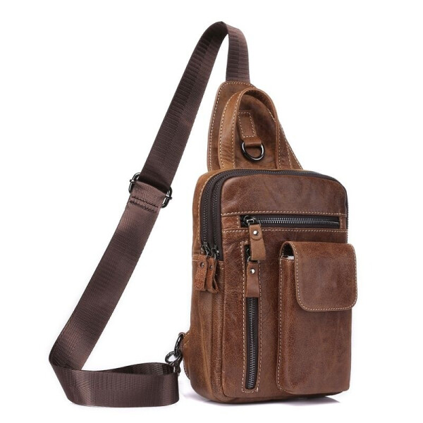 

Мини-рюкзак кожаный на одно плечо, кофейный B10-8871 Joynee