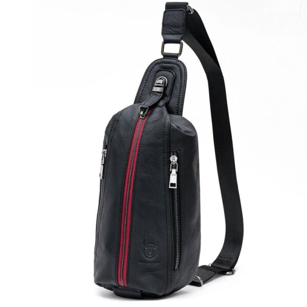 

Одношлеечный рюкзак Bull из натуральной кожи T1375 (Black – черный с малиновой молнией)