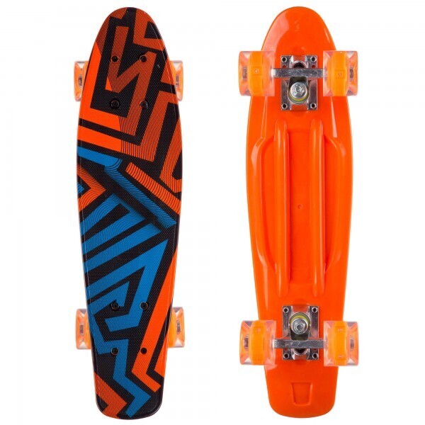 

Скейтборд пластиковый Penny 22in со светящимися колесами SK-881-2 Orange