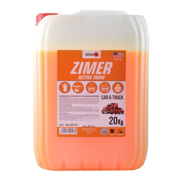 

Активная пена для бесконтактной мойки Nowax Zimer Active Foam автошампунь суперконцентрат 20 кг