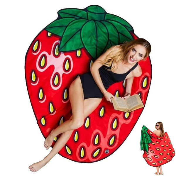 

Пляжный круглый коврик покрывало полотенце из микрофибры махра 80 см (9024353) Клубника