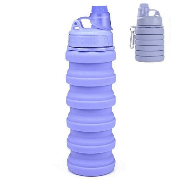 Акция на Удобная силиконовая складная бутылка стакан кружка трансформер для воды (224369) Фиолетовая от Allo UA