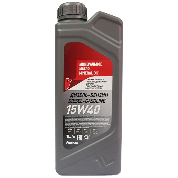 

Масло минеральное дизель-бензин Auchan 15W40, 1 л