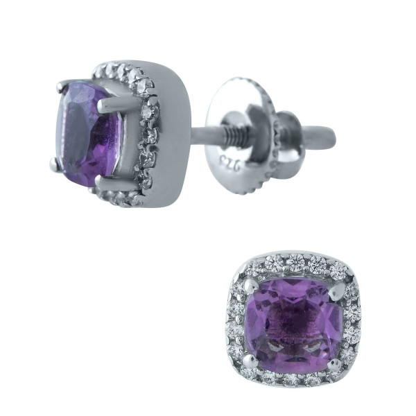 

Серьги из серебра с аметистами и куб. циркониями (1678625)