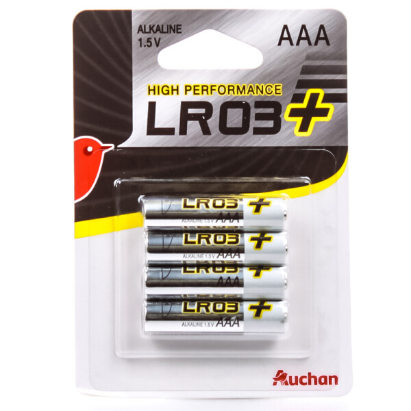 

Батарейки щелочные Auchan LR3+ 4 шт./уп (ААА)