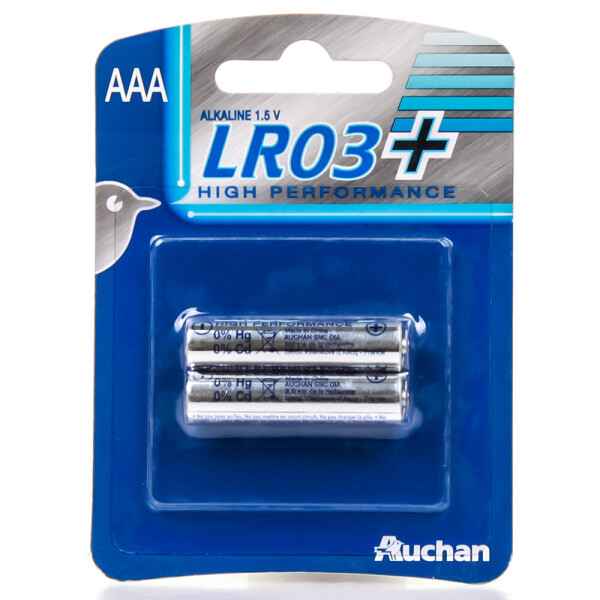 

Батарейки щелочные Auchan LR3+ 2 шт./уп (ААА)