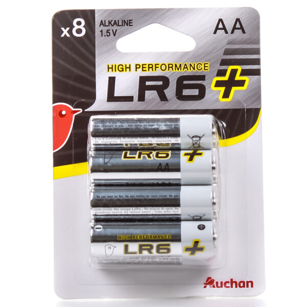 

Батарейки щелочные Auchan LR6+ 8 шт./уп (АА)
