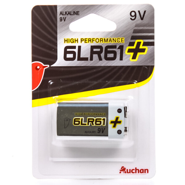 

Батарейки щелочные Auchan 6LR61+ (9V)