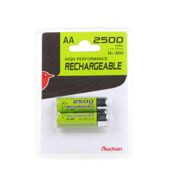 

Аккумуляторы Auchan HR6/1,2V, 2500 mAh, 2 шт/уп (АА)