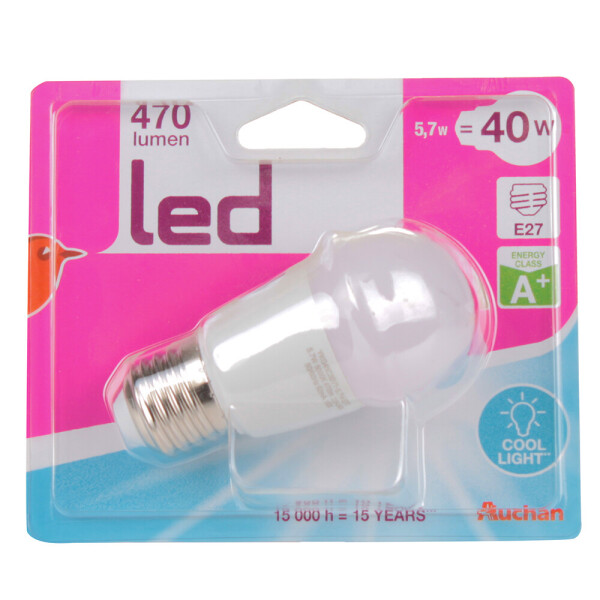 

Лампа LED Auchan 5,7W E27 5000К