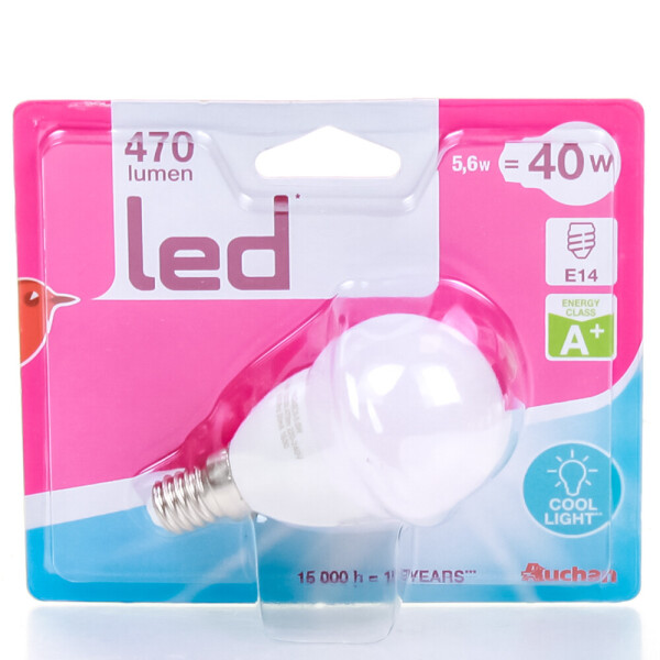 

Лампочка светодиодная Auchan (E14; 40 Вт; 470l) Шар