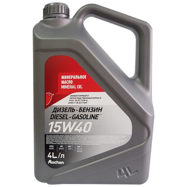 

Масло минеральное дизель-бензин Auchan 15W40, 4 л