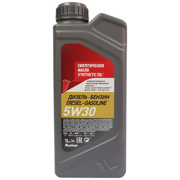 

Масло синтетическое дизель-бензин Auchan 5W30, 1 л