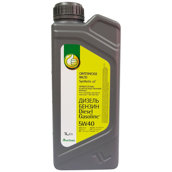

Масло синтетическое дизель-бензин Auchan Pouce 5W40, 1 л
