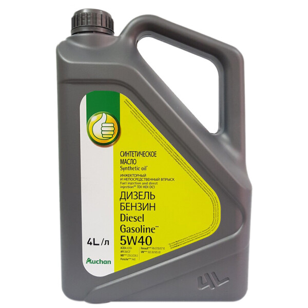

Масло синтетическое дизель-бензин Auchan Pouce 5W40, 4 л