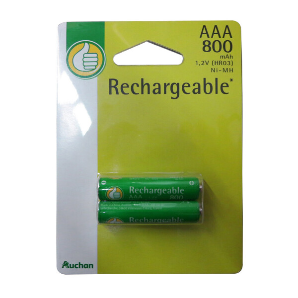 

Аккумулятор Auchan HR03 800 mAh ААА, 2 шт.