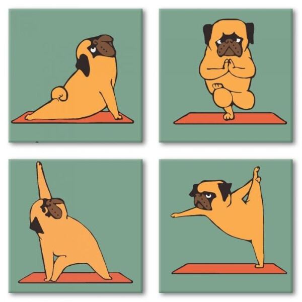

Набор для росписи по номерам. Полиптих "Yoga-dog" 4шт 18*18 KNP012