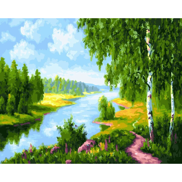 

Картина по номерам. Rainbow Art "Березки у реки" GX22577-RA