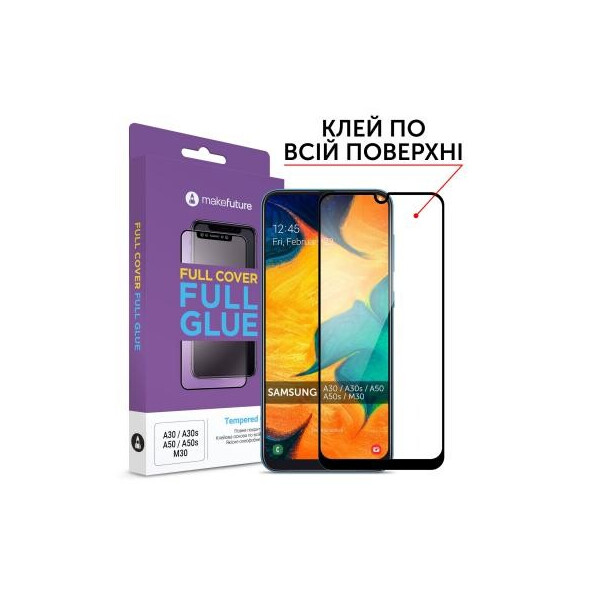 

Стекло защитное MakeFuture Samsung A30/A30s/A50/A50s/M30 Full Cover Full Glue (MGF-SA30/A50)