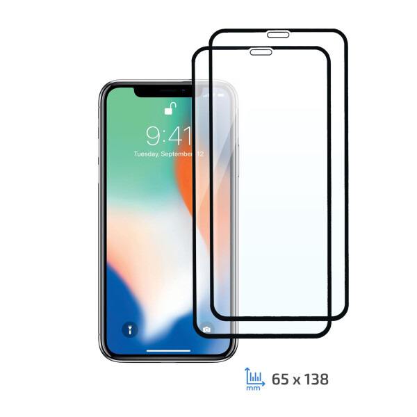 

Комплект 2 в 1 защитные стекла 2E Basic для Apple iPhone X/XS, FCFG, Black