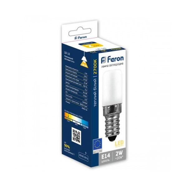 

Лампа светодиодная Feron LB-10 T26 230V 2W 160Lm E14 2700K (25295)
