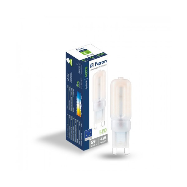 

Лампа светодиодная Feron LB-431 230V 4W 24leds G9 4000K 320m (25756)