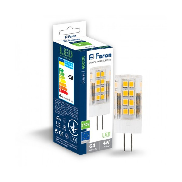

Лампа светодиодная Feron LB-423 230V 4W 51leds G4 4000K 320m (25775)