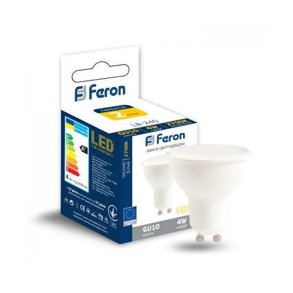 

Лампа светодиодная Feron LB-240 MRG GU10 230V 4W 300Lm 2700K (25744)