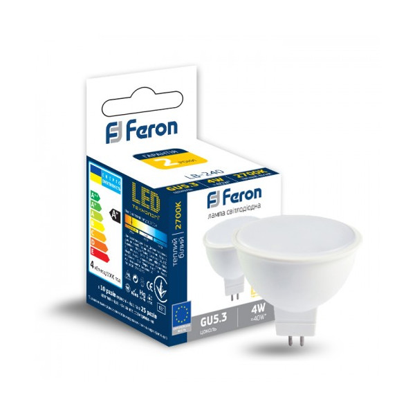 

Лампа светодиодная Feron LB-240 MR16 G5.3 230V 4W 300Lm 2700K (25682)