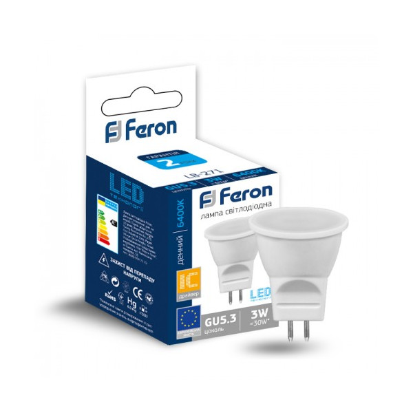 

Лампа светодиодная Feron LB-271 MR11 G5.3 230V 3W 240Lm 6400K (25553)