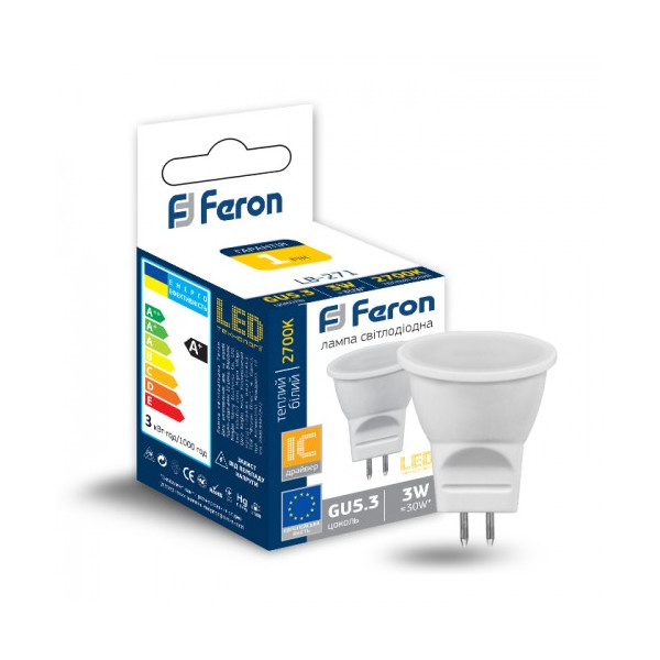 

Лампа светодиодная Feron LB-271 MR11 G5.3 230V 3W 240Lm 4000K (25552)