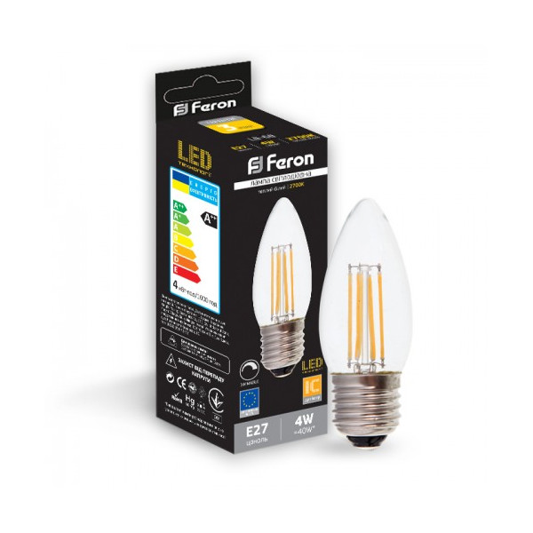 

Лампа филаментая Feron LB-68 dimm C37 230V 4W 400Lm E27 2700K (25752)