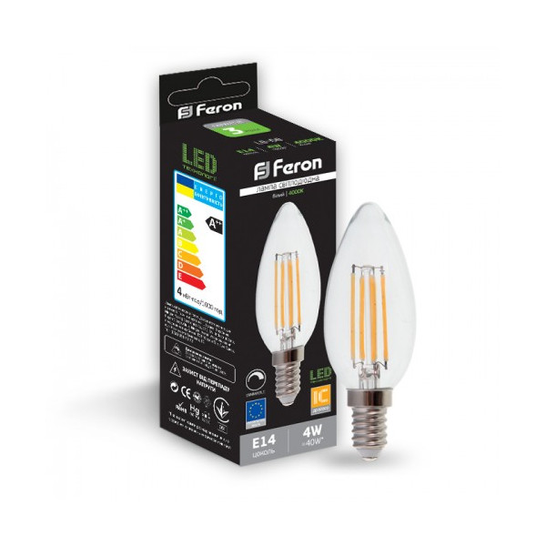 

Лампа филаментая Feron LB-68 dimm C37 230V 4W 400Lm E14 4000K (25652)