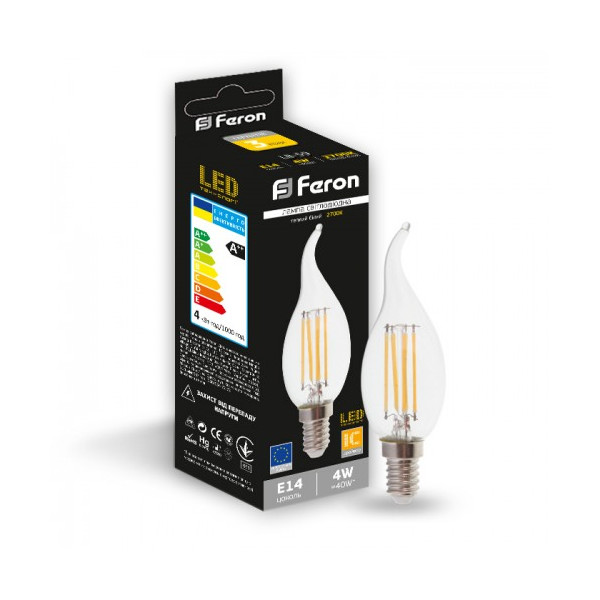 

Лампа филаментая Feron LB-59 CF37 230V 4W 400Lm E14 2700K (25575)