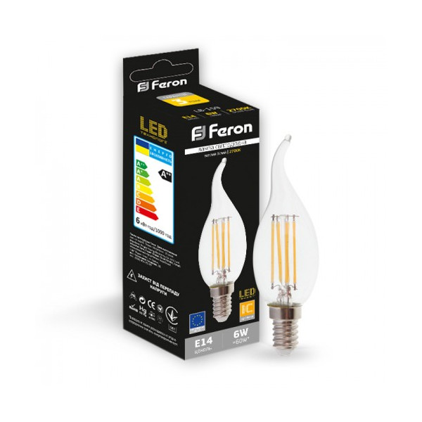 

Лампа филаментая Feron LB-159 CF37 230V 6W 600Lm E14 2700K (25750)