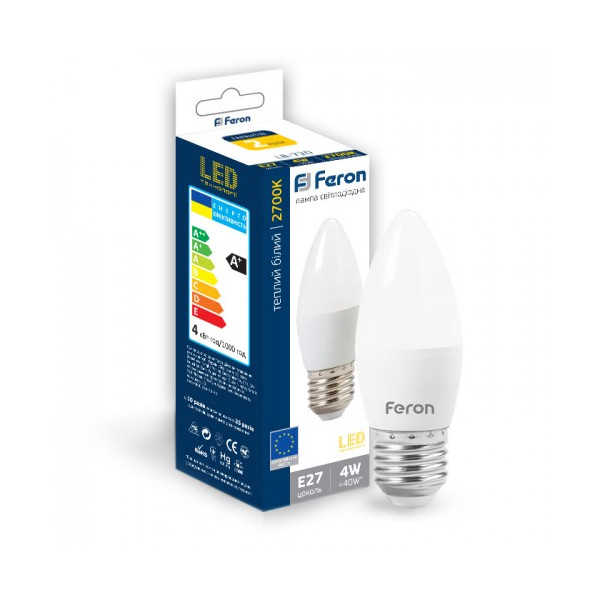 

Лампа светодиодная Feron LB-720 C37 230V 4W 320Lm E27 2700K (25669)