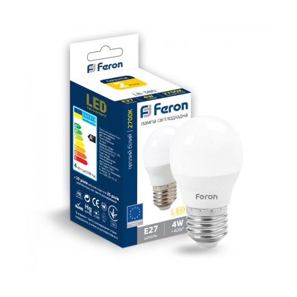 

Лампа светодиодная Feron LB-380 G45 230V 4W 320Lm E27 2700K (25641)