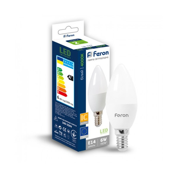

Лампа светодиодная Feron LB-737 C37 230V 6W 520Lm E14 4000K (25678)