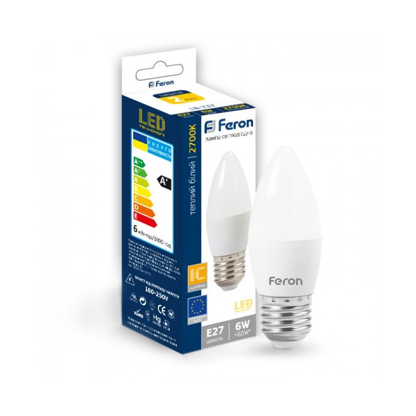 

Лампа светодиодная Feron LB-737 C37 230V 6W 500Lm E27 2700K (25679)