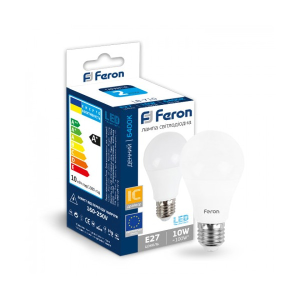 

Лампа светодиодная Feron LB-710 A60 230V 10W 900Lm E27 6400K (25845)